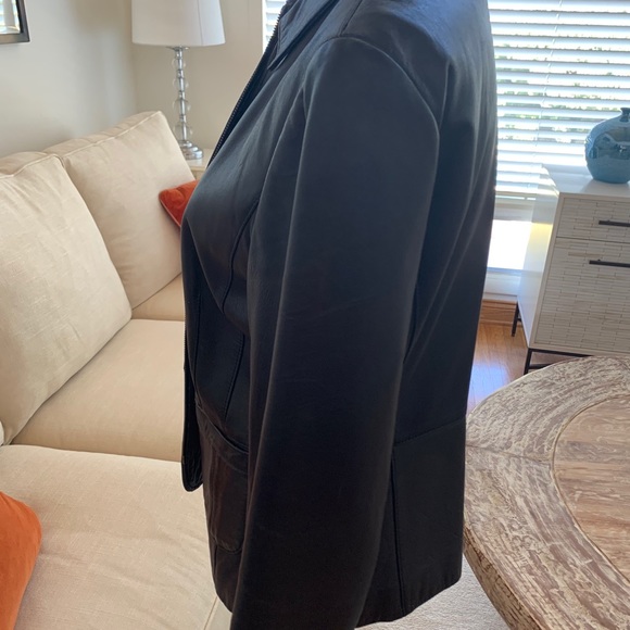 EUC Ann Taylor Black Leather Blazer Sz Medium - Picture 3 of 10